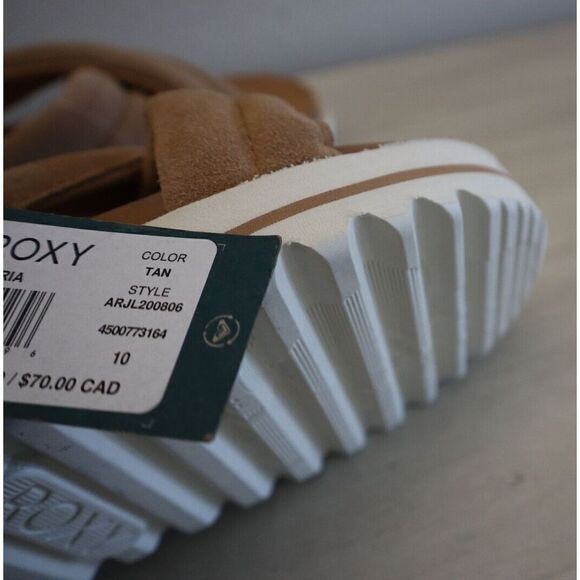 Roxy ARJL200806 Women's Sz 10 Tan Veria Suede Cross-Over Strap Slide Sandals - Picture 9 of 10